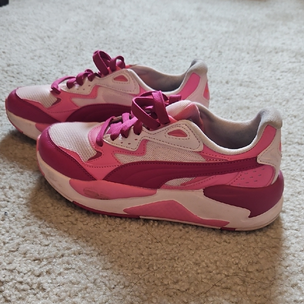 Puma Pink Chunky Sneakers with Color-Blocked Design